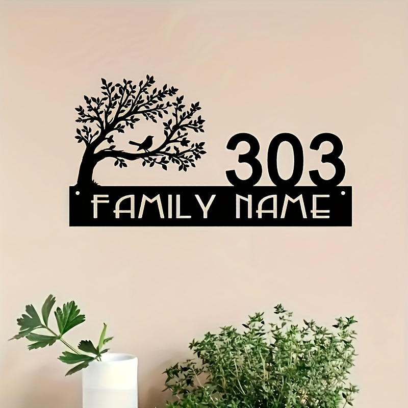 Bonsai Garden Tree - Custom Metal Address Sign with Tree&Bird